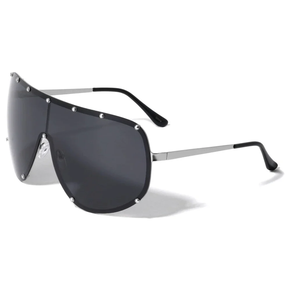 Full Mask Shield Mirror POLARIZED Lens Sunglasses UV Protection Oversized Lentes